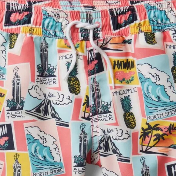 Janie and Jack 2T Hawaii Postcard Graphic Boy Trunks Swim Shorts - Picture 3 of 7